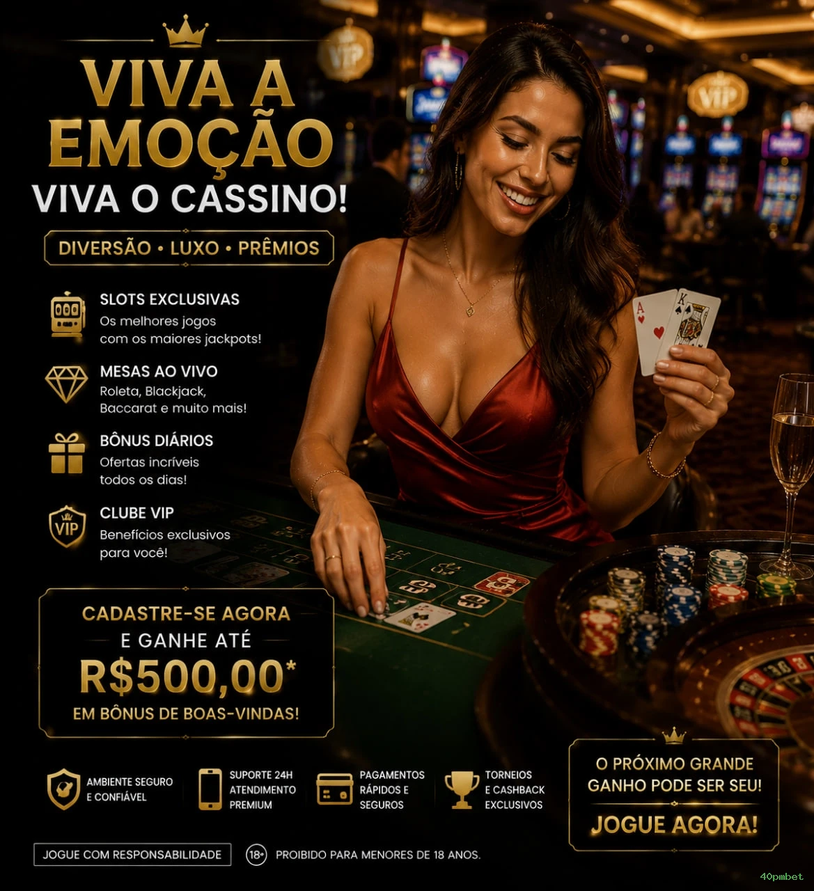 Imagem promocional da experiência de game da 40pmbet